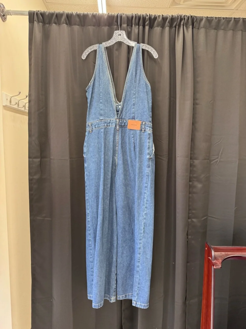 Cider Medium Blue Deep V Denim Overalls